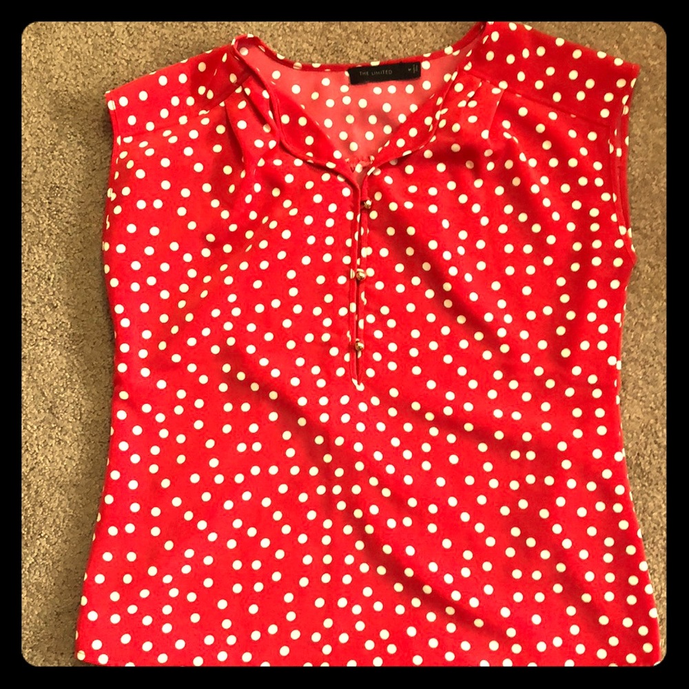 Sleeveless Polka Dot Blouse